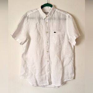 Lacoste Men's Short Sleeve Linen Shirt Size M